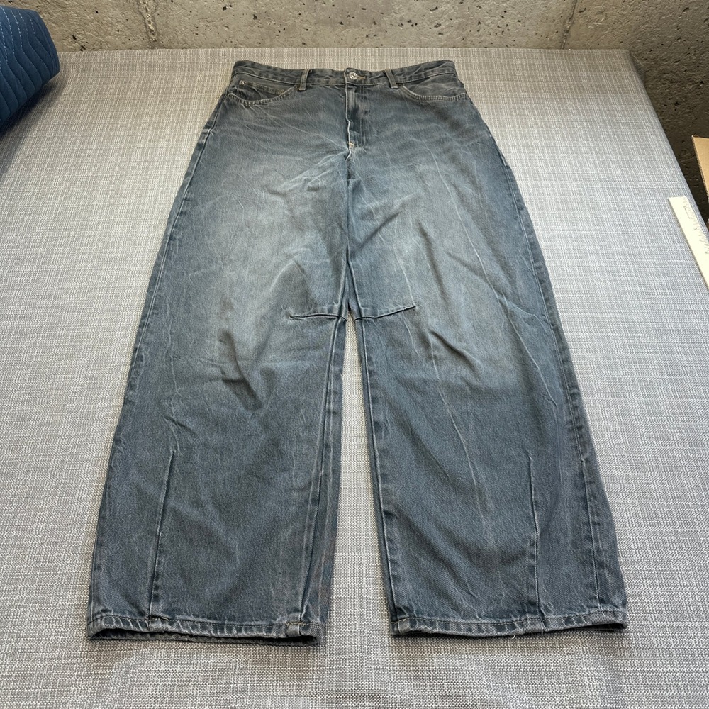 Zara High Rise Wide Leg Jeans Womens 8 Baggy Grey Modern Indie 90s‎ Revival
